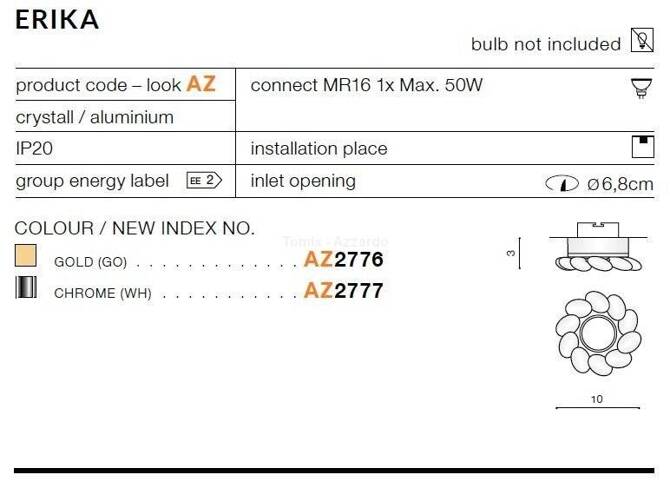 Lampa wpuszczana ERIKA  chrome (AZ2777) - AZZARDO