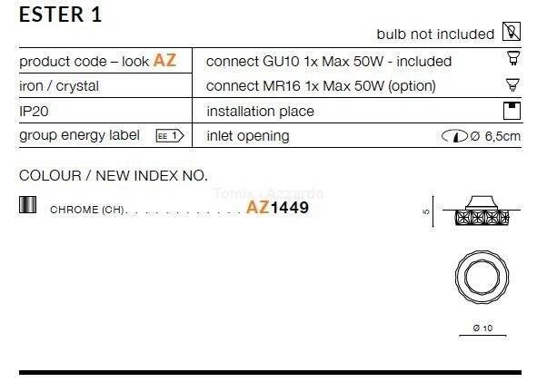 Lampa wpuszczana ESTER 1 chrome (AZ1449 | DM1000-1-CH) - AZZARDO