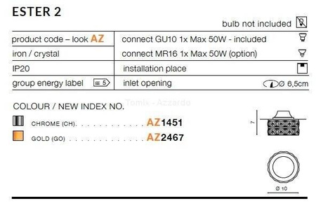 Lampa wpuszczana ESTER 2 chrome (AZ1451 | DM1000-2-CH) - AZZARDO