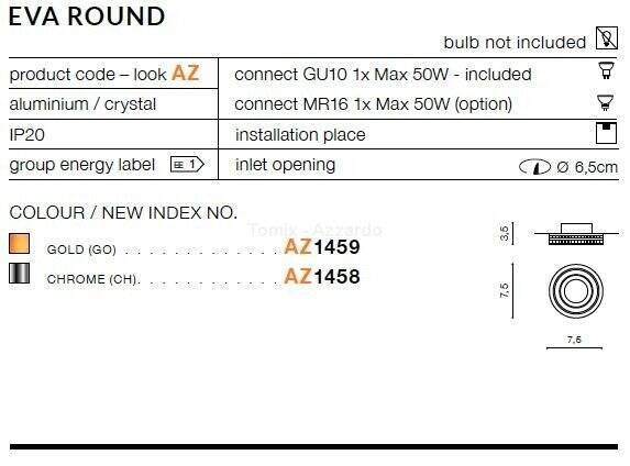 Lampa wpuszczana EVA ROUND chrome (AZ1458 | NC1519R-CH) - AZZARDO