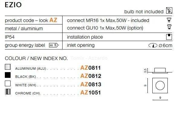 Lampa wpuszczana EZIO aluminium (AZ0811 | GM2105-ALU) - AZZARDO