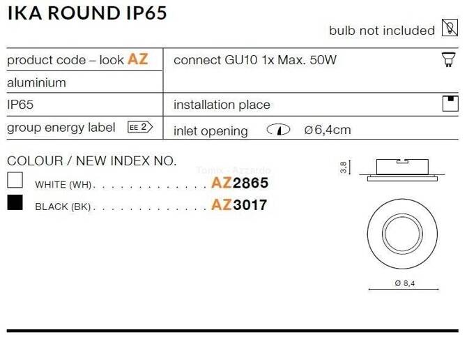 Lampa wpuszczana IKA ROUND IP65 white (AZ2865) - AZZARDO