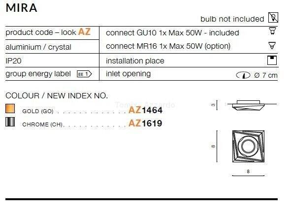 Lampa wpuszczana MIRA gold (AZ1464 | NC1695-GO) - AZZARDO