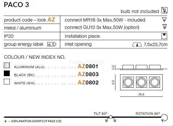 Lampa wpuszczana PACO 3 white (AZ0802 | GM2301-WH) - AZZARDO