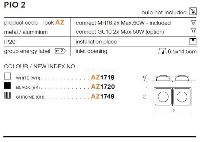 Lampa wpuszczana PIO 2 white (AZ1719 | GM2208-WH) - AZZARDO