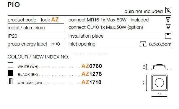 Lampa wpuszczana PIO white (AZ0760 | GM2108-WH) - AZZARDO