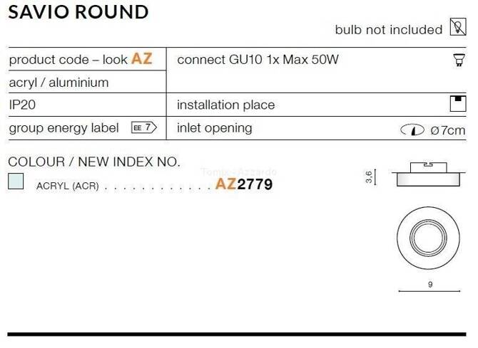 Lampa wpuszczana SAVIO ROUND acryl (AZ2779) - AZZARDO