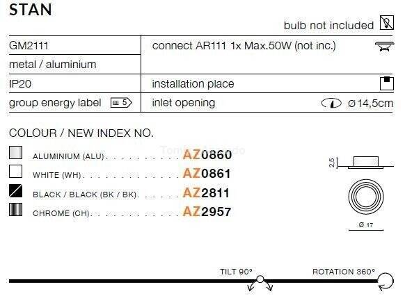 Lampa wpuszczana STAN black/black (AZ2811) - AZZARDO