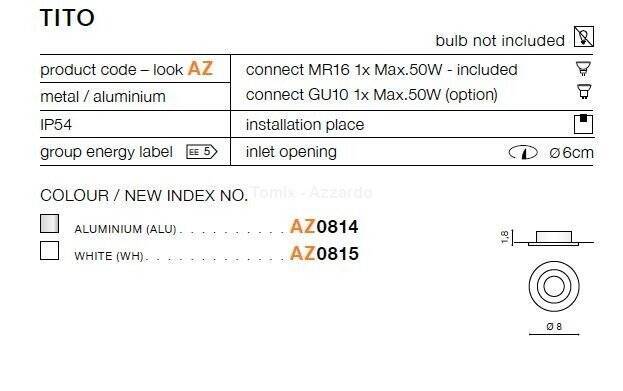 Lampa wpuszczana TITO white (AZ0815 | GM2106-WH) - AZZARDO