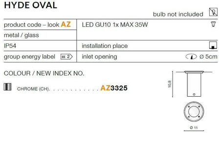 Lampa zewnętrzna Hyde Oval (AZ3325) - AZzardo