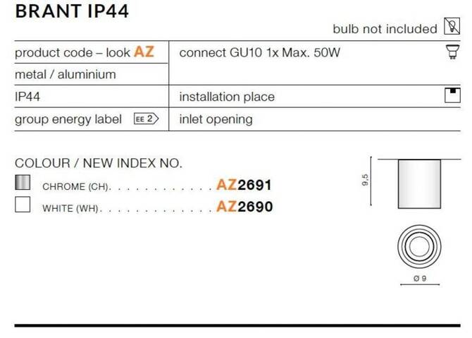 Plafon BRANT IP44 chrom (AZ2691) - AZZARDO