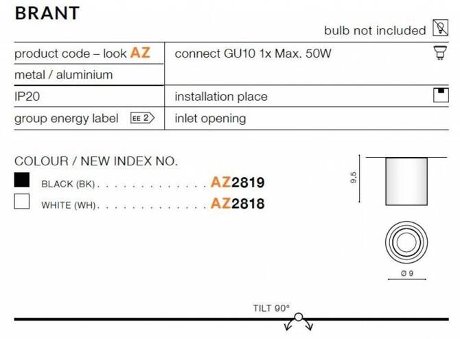 Plafon BRANT black (AZ2819) - AZZARDO