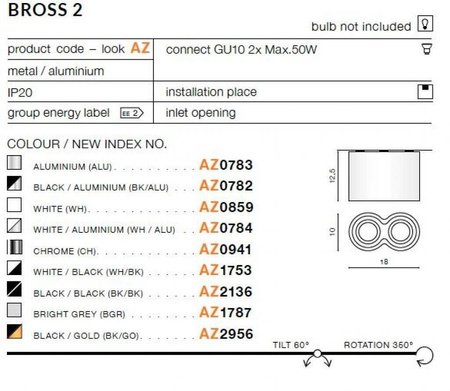 Plafon BROSS 2 black/black (AZ2136 | GM4200-BK-BK) - AZZARDO