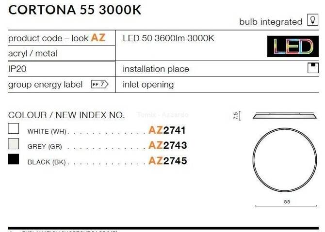 Plafon CORTONA 55 3000K black (AZ2745) - AZZARDO