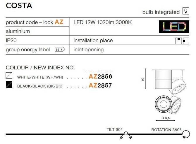 Plafon COSTA black/black (AZ2857) - AZZARDO