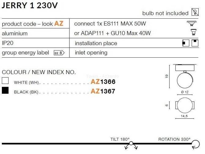 Plafon JERRY 1 230V white (AZ1366 | GM4113-WH) - AZZARDO