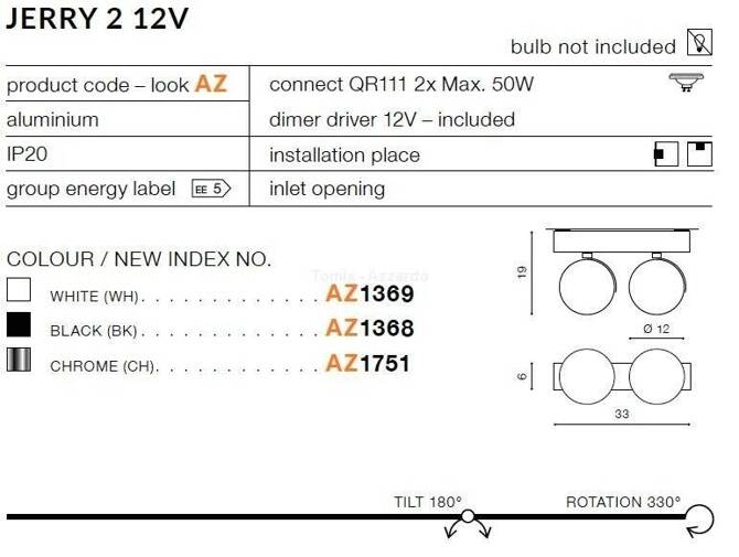 Plafon JERRY 2 12V chrome (AZ1751 | GM4205-12V-CH) - AZZARDO