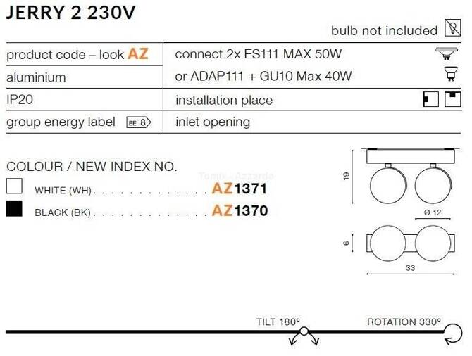 Plafon JERRY 2 230V black (AZ1370 | GM4205-BK) - AZZARDO