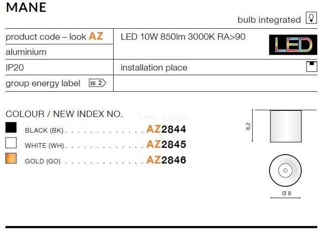 Plafon MANE black (AZ2844) - AZZARDO