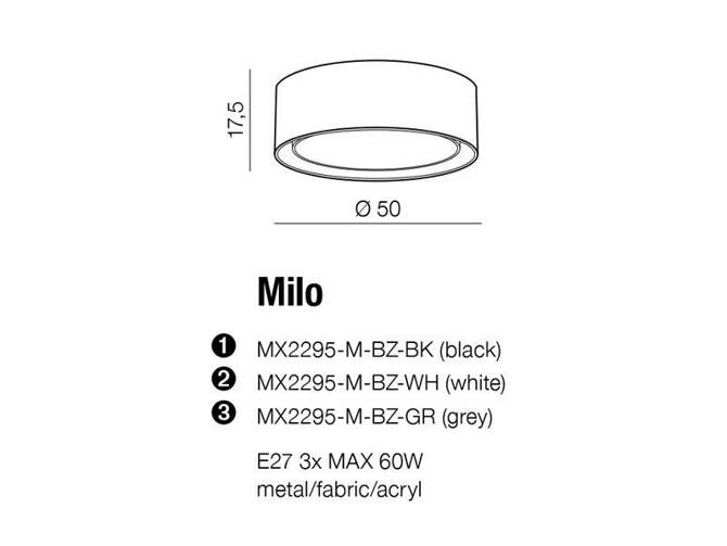 Plafon MILO szary (AZ2319 - Azzardo)