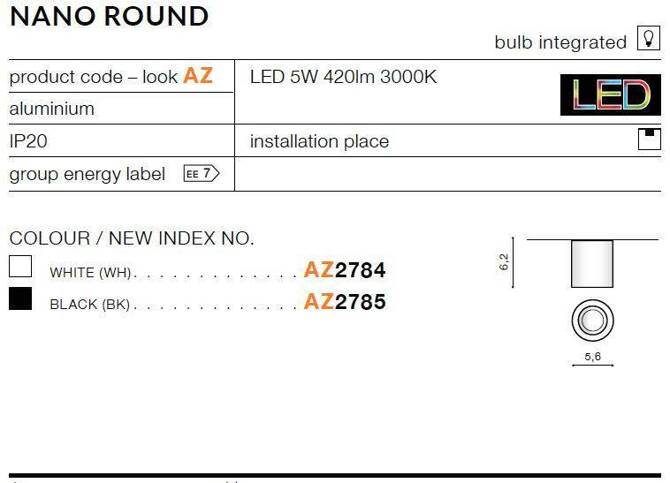 Plafon NANO ROUND white (AZ2784) - AZZARDO