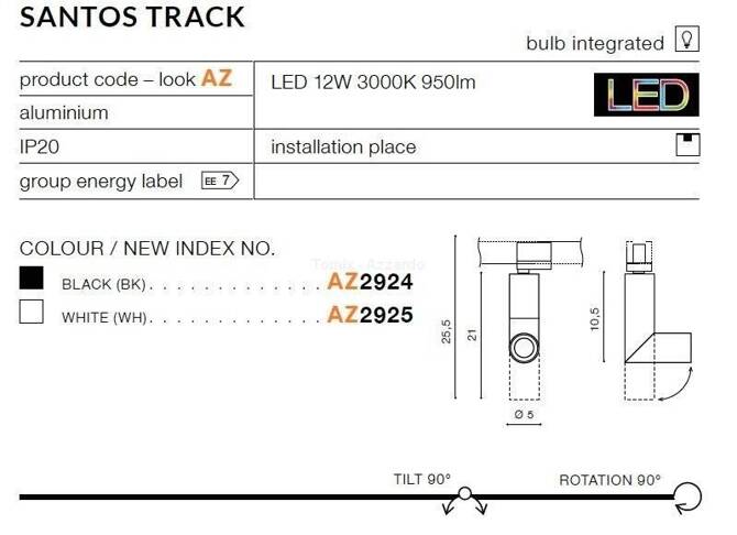 Plafon SANTOS TRACK white (AZ2925 | ) - AZZARDO