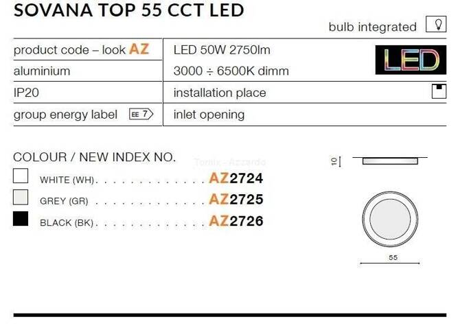 Plafon SOVANA TOP 55 CCT LED black (AZ2726) - AZZARDO