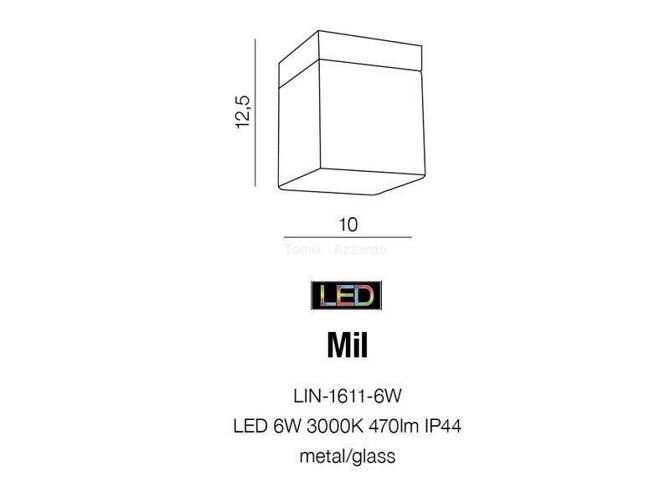 Plafon łazienkowy MIL LED 3000K (LIN-1611-6W - Azzardo)