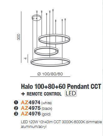 Żyrandol HALO PENDANT 100+80+60 CCT GO + REMOTE CONTROL (AZ4976) - Azzardo