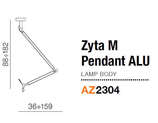 stelaż do lampy Zyta M ALU wisząca (podstawa) kolor aluminium (MD2300-M-ALU) Azzardo