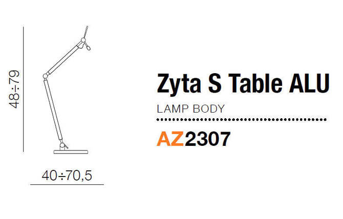 stelaż do lampy Zyta S ALU biurkowa / stołowa (podstawa) kolor aluminium (MT2300-S-ALU) Azzardo